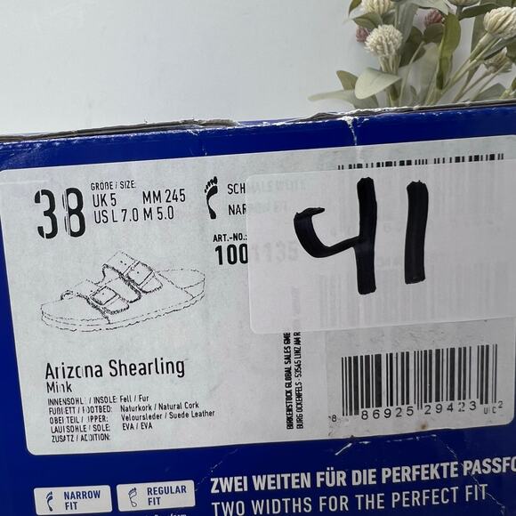 Birkenstock Arizona Suede Shearling Lined Slide Mink Women 7/Men 5/EU38 Narrow - Picture 10 of 10